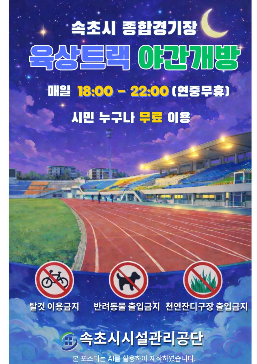 속초시시설관리공단, 종합경기장 육상트랙 야간 무료 개방 사진